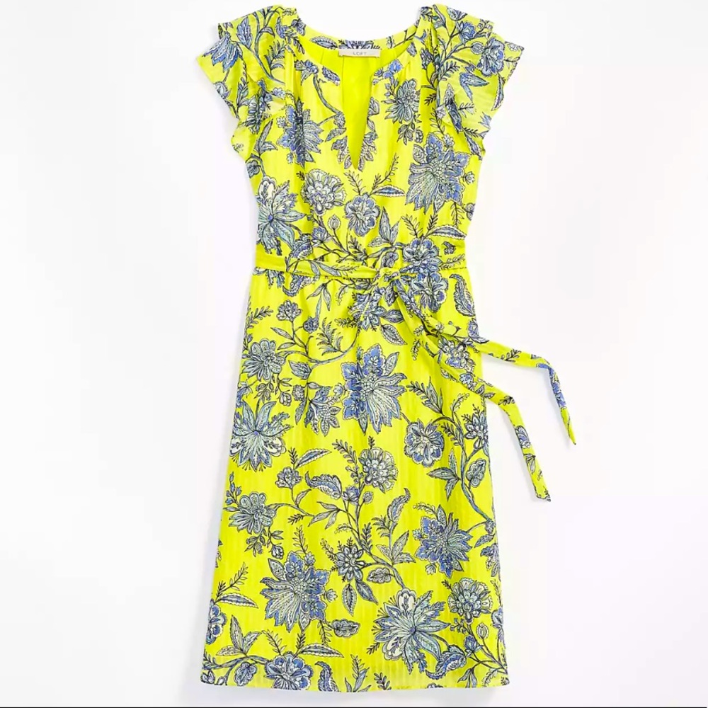 🍋 Trellis garden ruffle sleeve midi dress 🌼